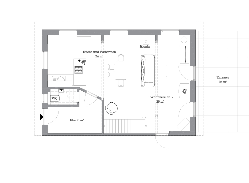 Grundriss Erdgeschoss, Ferienhaus Remise