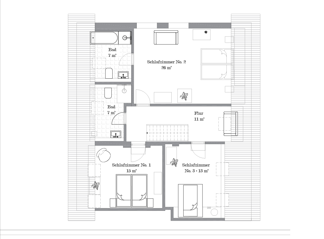 Grundriss Obergeschoss, Ferienhaus Remise