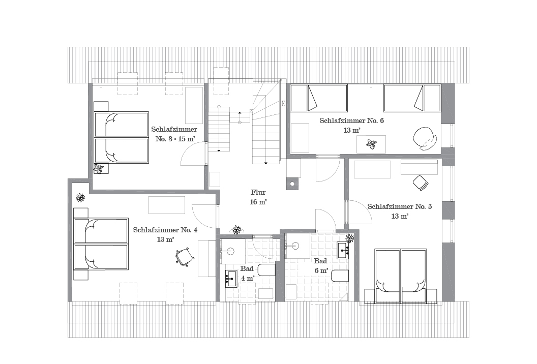 Grundriss Obergeschoss, Ferienhaus Scheune