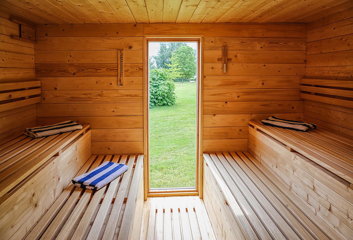 Sauna mit Blick ins Grüne.
